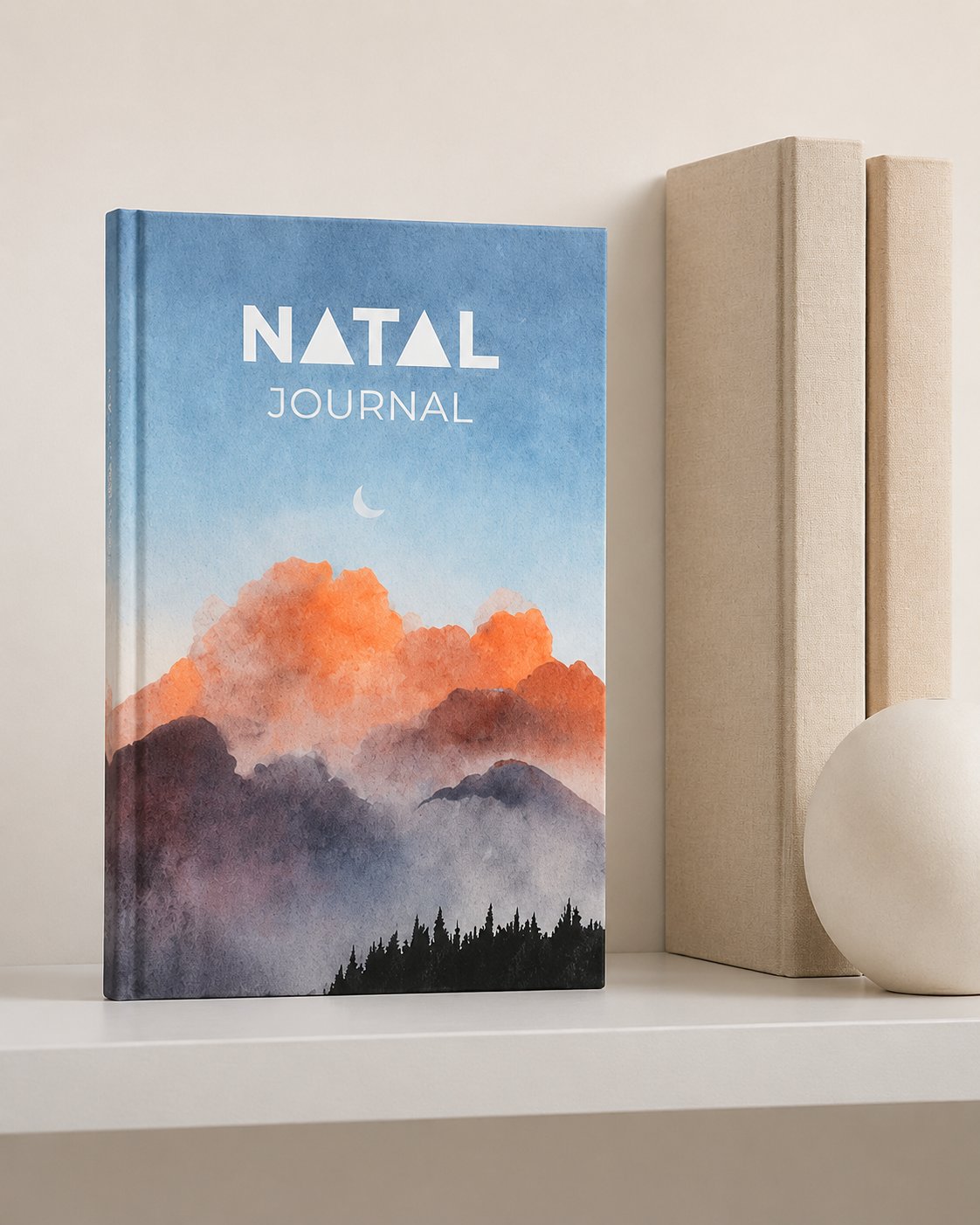 Personalized astrology journal hardcover with watercolor mountain cover design